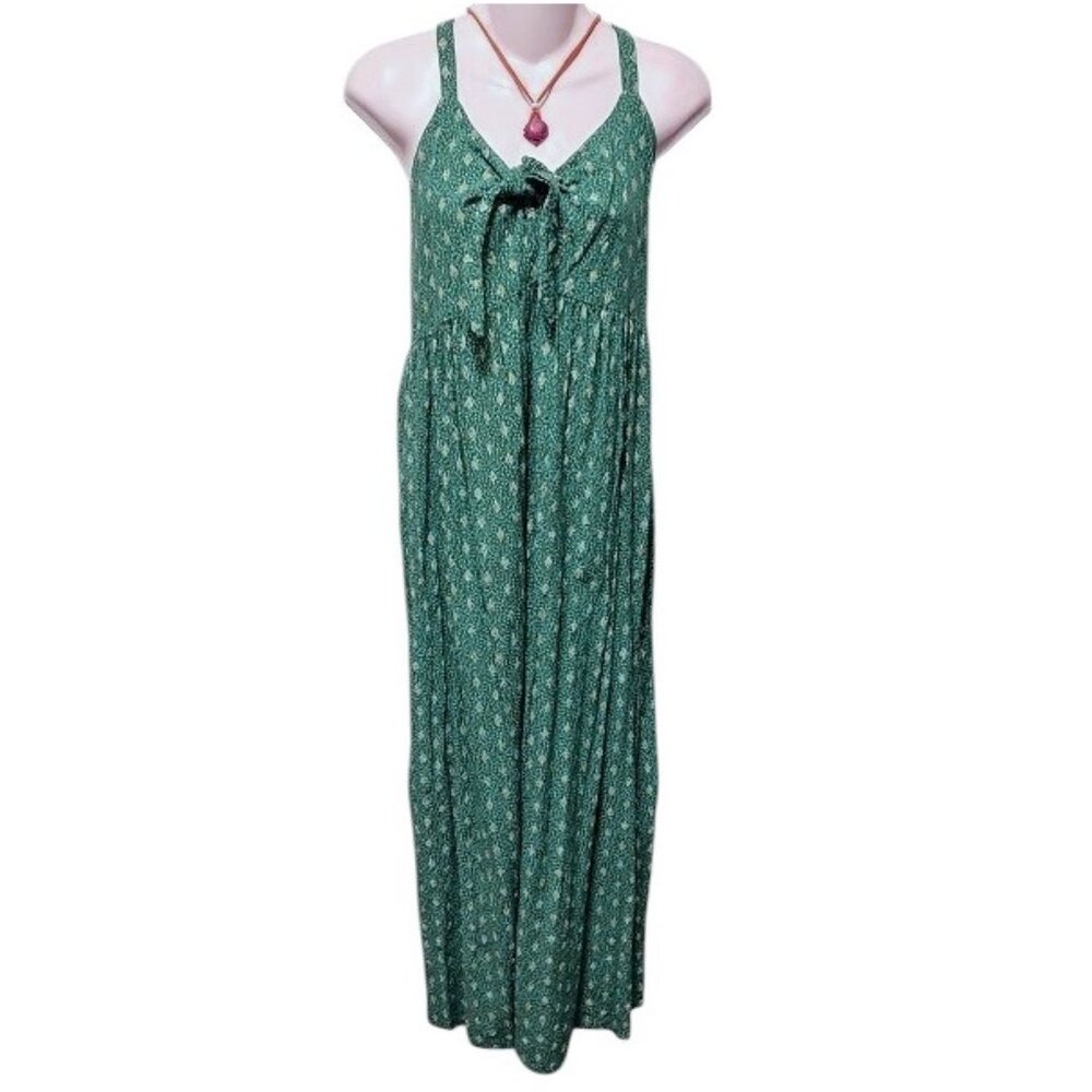 Long Maxi Green Teal Sparkly Sundress Made in Italy Size XS-Med